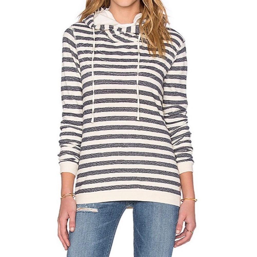 SCOTCH & SODA MAISON SCOTCH Home Alone Double Hoodie Navy Cream Striped